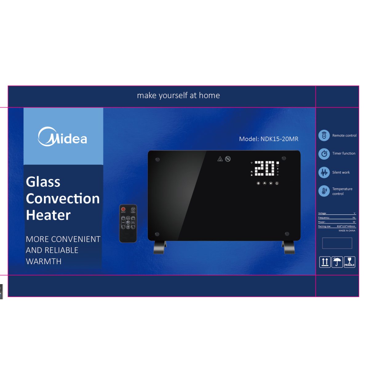 شوفاژ برقی شیشه‌ای لمسی مایدیا مدل NDK15-20MR - Image 3