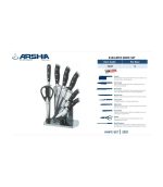 سرویس چاقو 8 پارچه فولادی دسته مشکی عرشیا K133-2628 - Image 3